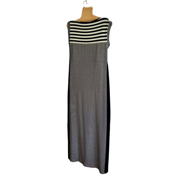 Chico's Women's Black White Striped Maxi Dress Shift - Size 1 - Picture 4 of 7